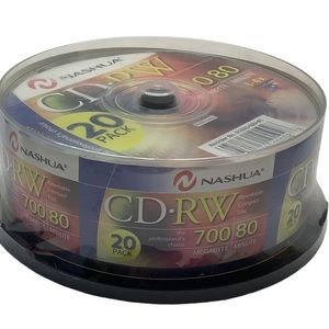 𝅺nashua CD-RW 20 Pack Disc, Rewritable Compact Disc, 80 Minutes Per CD - New